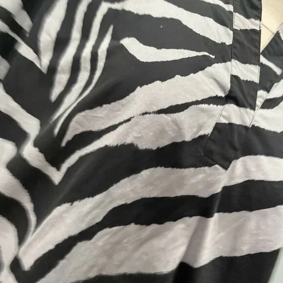 Natori Balloon Sleeve Belted Shirtdress - Animal - Black Multi/Black/White‎ - M